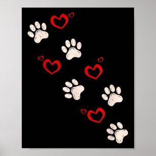 Heart Paw Print Valentines day Hund älskare Puppy Poster