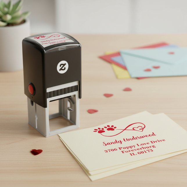 Heart & Paws Pre-Inked Return Address Stamp Självfärgande Stämpel (Send every letter with infinite love using this awesome return address stamp 🐾❤️)