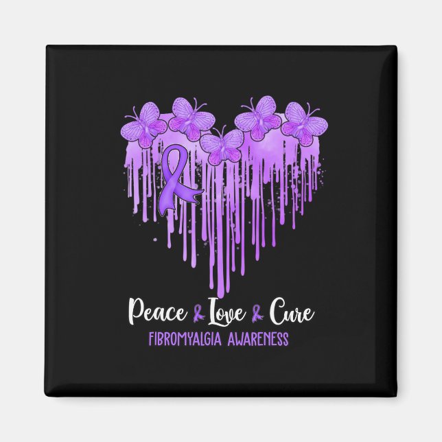 Heart Peace Kärlek Cure Fibromyalgia Awareness Magnet (Framsidan)