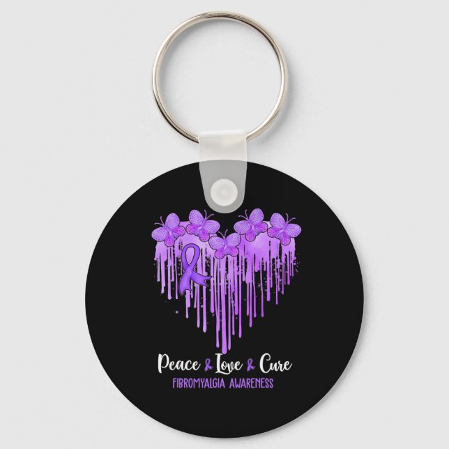 Heart Peace Kärlek Cure Fibromyalgia Awareness Nyckelring (Framsida)