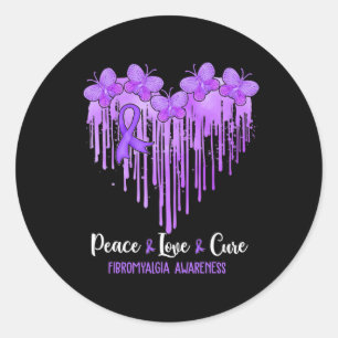 Heart Peace Kärlek Cure Fibromyalgia Awareness Runt Klistermärke