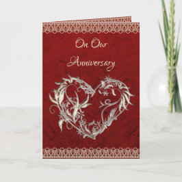 Heart, Pearls & Roses Anniversary Card Kort
