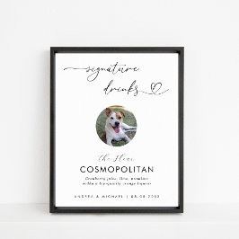 Heart & Pet Photo Namnteckning Drinks Bröllop-teck Poster