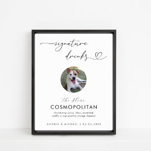Heart & Pet Photo Namnteckning Drinks Bröllop-teck Poster