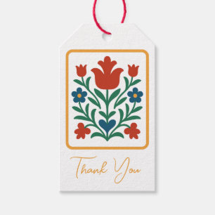 Heart & Petal Blommig Folk Art Favor Presentetikett