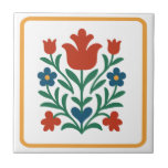 Heart & Petal Floral Folk Art  Kakelplatta<br><div class="desc">custom tile</div>
