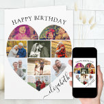 Heart Photo Collage 9 Bild Script Namn Birthday Kort<br><div class="desc">Säg Grattis på födelsedagen med ett kärlek-fotokollage, personlig födelsedagskort. Fotomallen är inställd för att du ska kunna lägga till bilder, som arbetar i rader uppifrån och ned till grund. Fotokollage innehåller 9 bilder som visas i en blandning av porträtt och liggande format. Namn är skrivet i handskrivet skript i elegant...</div>