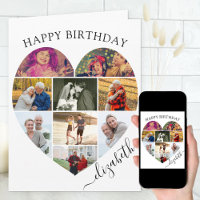 Heart Photo Collage 9 Bild Script Namn Birthday