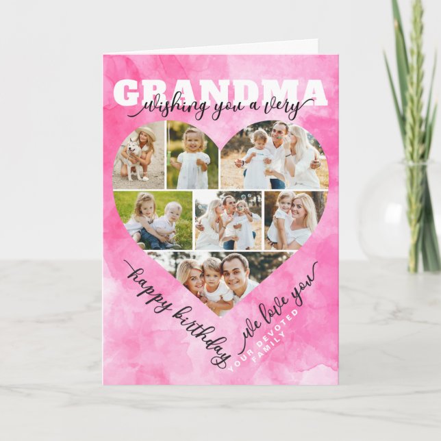 Heart Photo Collage Birthday Card - Loving Group G Kort (Framsida)