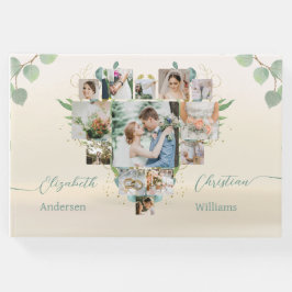 Heart Photo Collage Eucalyptus Bröllop Guest Bok