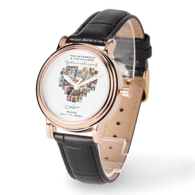 Heart Photo Collage för bröllop-familjens årsdag Armbandsur (Vinkel)