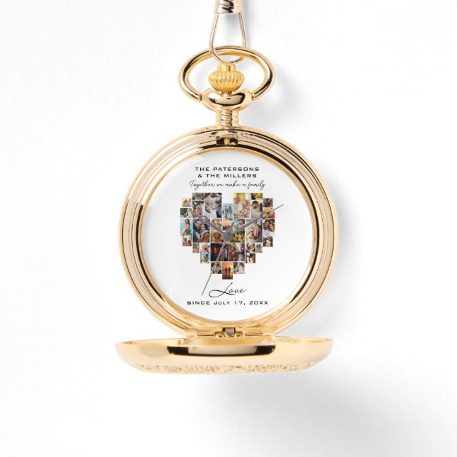 Heart Photo Collage för bröllop-familjens årsdag Armbandsur (Framsida)
