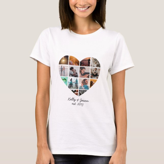 Heart Photo Collage Kärlek par Family T Shirt (Framsida)