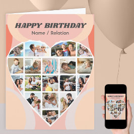 Heart Photo Collage Personlig Groovy Birthday Kort