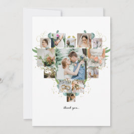 Heart Photo Collage Romantic lite Bröllop Tack Kort