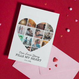 Heart Photo Collage Valentines Anpassningsbar Text Julkort