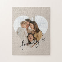 Heart Photo Family Puzzle - Personlig Gift