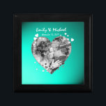 Heart Photo Ram Bröllop Keepsaké Minnesask<br><div class="desc">Söt hjärta bröllop keepsakbox för nylweds. Lägg till ett foto och anpassa med datum för namn och bröllop.</div>
