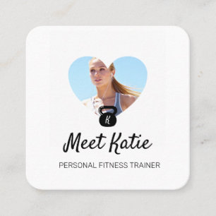 Heart Photo Ram Personal Trainer Kettlebell Fyrkantigt Visitkort