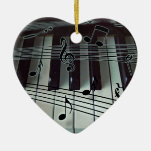 Heart Piano Tangentbord Ornament