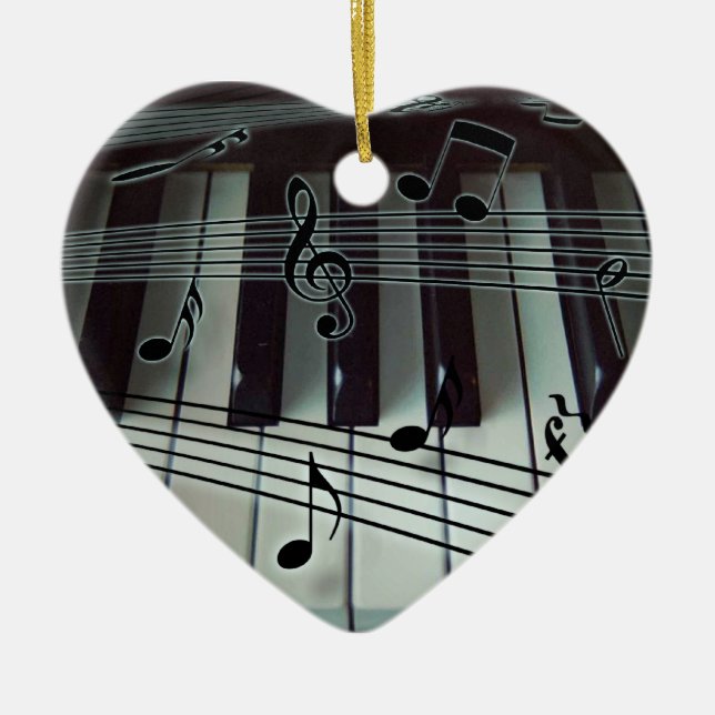 Heart Piano Tangentbord Ornament (Framsidan)