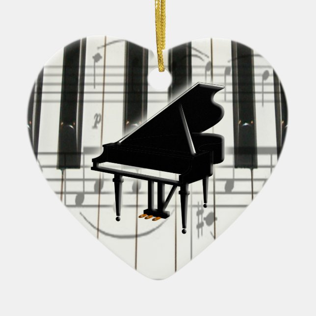 Heart Piano Tangentbord Ornament (Framsidan)