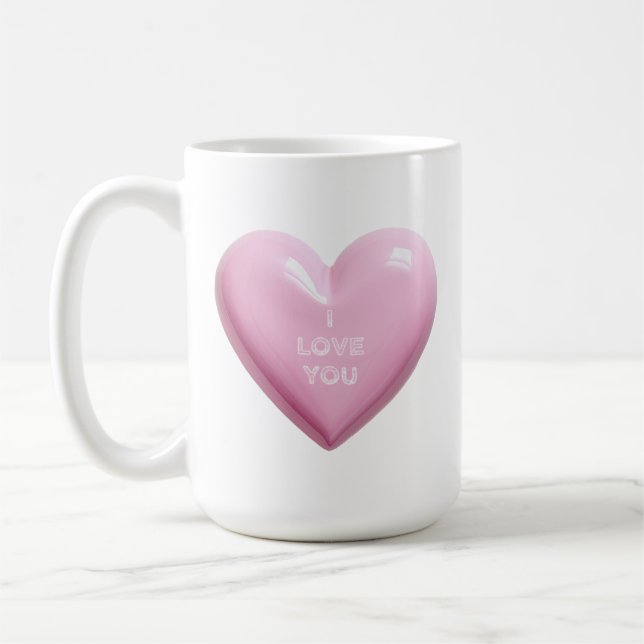 HEART PINK I LOVE YOU WEDDING ANNIVERSARY KAFFEMUGG (Vänster)