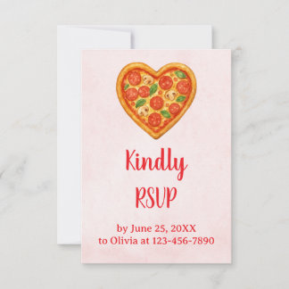 Heart Pizza RSVP Card | Red Checkered Italian Tack Kort