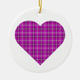 Heart Plaid Pink Purple Black Julgransprydnad Keramik