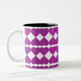 Heart Plaid Purple Black Pink Två-Tonad Mugg