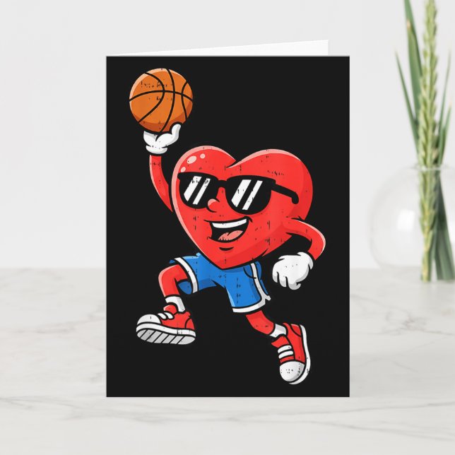 Heart Play Basketball Valentines Day For Teen Boys Kort (Framsida)
