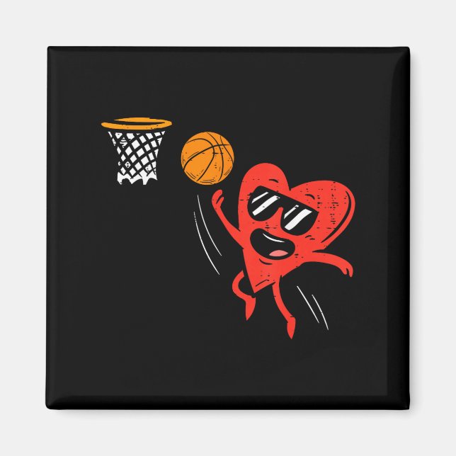 Heart Playing Basketball Cute Valentines Day Srts  Magnet (Framsidan)