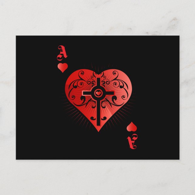 Heart Poker Ace Casino Vykort (Framsida)