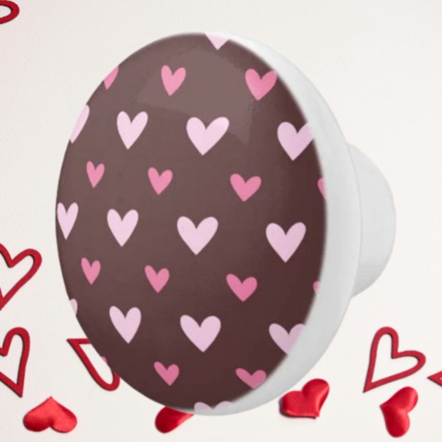 Heart Pop Ceramic Knob – Pink on Chocolate Knopp (Skapare uppladdad)