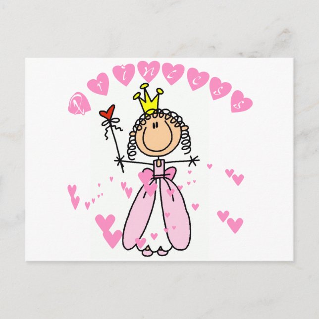 Heart Princess Stick figur Tshirts och Gifts Vykort (Framsida)