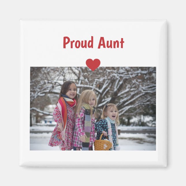 Heart Proud Auntie Kärlek anpassar fototillverknin Magnet (Framsidan)