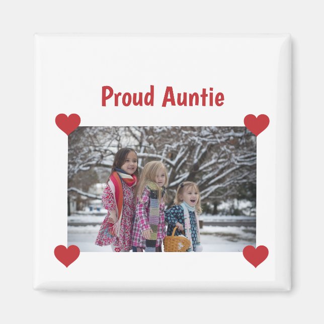 Heart Proud Auntie Kärlek anpassar fototillverknin Magnet (Framsidan)