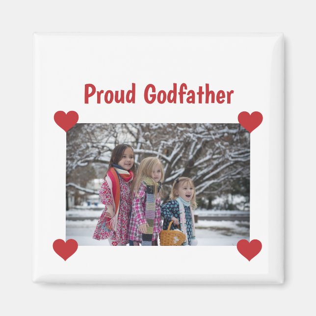 Heart Proud Godfather Kärlek personalize Photo Mak Magnet (Framsidan)