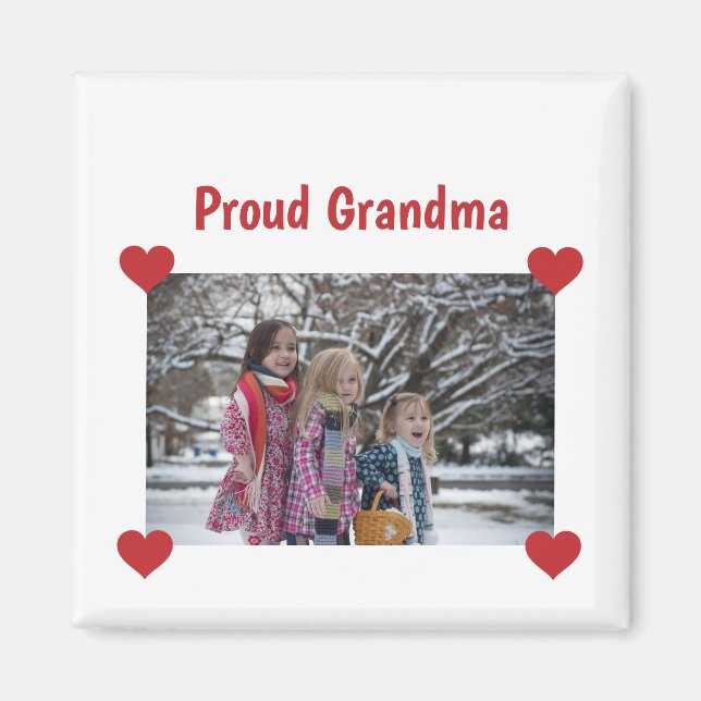 Heart Proud Grandma Kärlek personalize Fototillver Magnet (Framsidan)
