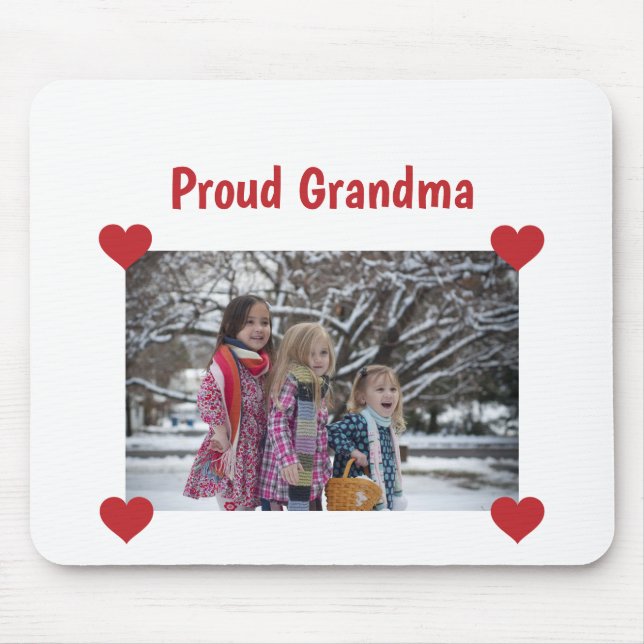 Heart Proud Grandma Kärlek personalize Fototillver Musmatta (Framsidan)