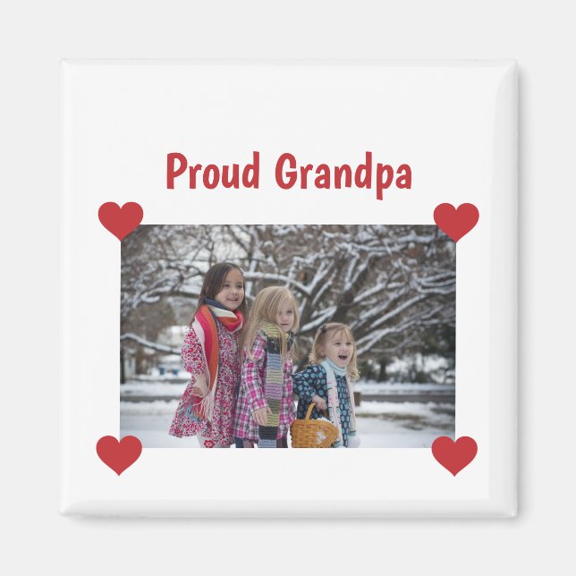 Heart Proud Grandpa Kärlek personalize Fototillver Magnet (Framsidan)