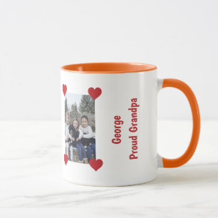 Heart Proud Grandpa Kärlek Personalize Photos Namn Mugg