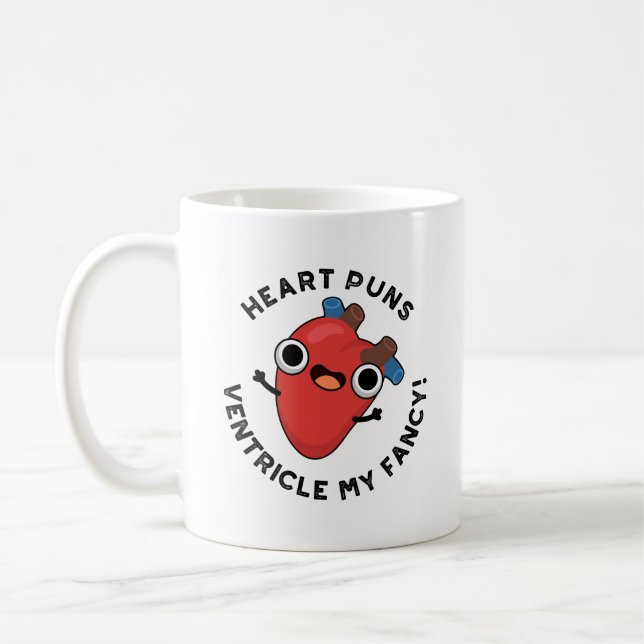 Heart Puns Ventricle My Finare Funny Anatomy Pun Kaffemugg (Vänster)