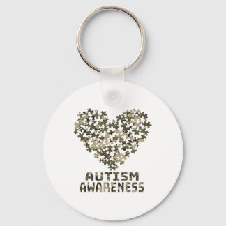 Heart Puzzle Autism Awareness Camoflauge Milige Nyckelring