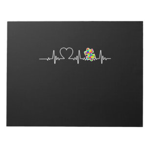 Heart Puzzle Biet Heartslag Coola Autism Awareness Anteckningsblock