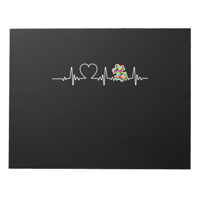 Heart Puzzle Biet Heartslag Coola Autism Awareness Anteckningsblock (Framsida)
