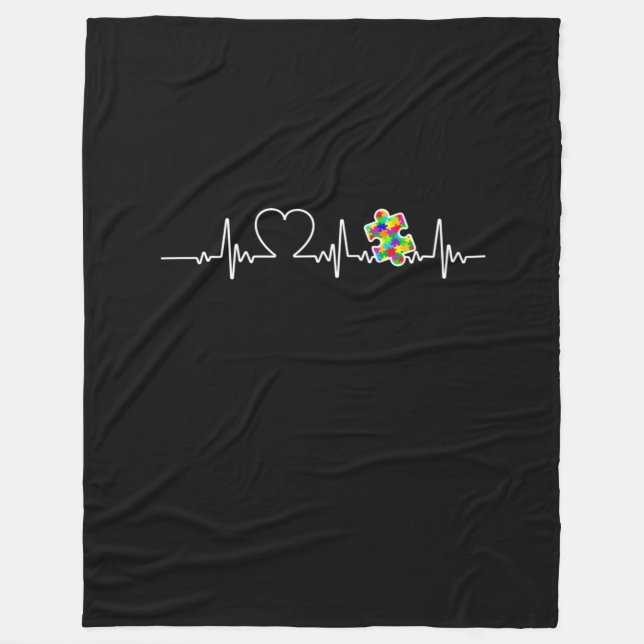 Heart Puzzle Biet Heartslag Coola Autism Awareness Fleecefilt (Framsidan)