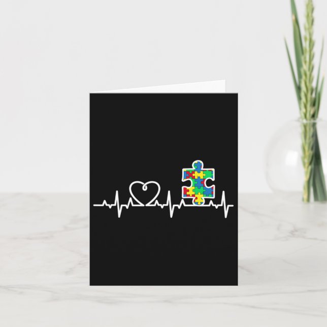 Heart Puzzle Biet Heartslag Coola Autism Awareness Kort (Framsida)