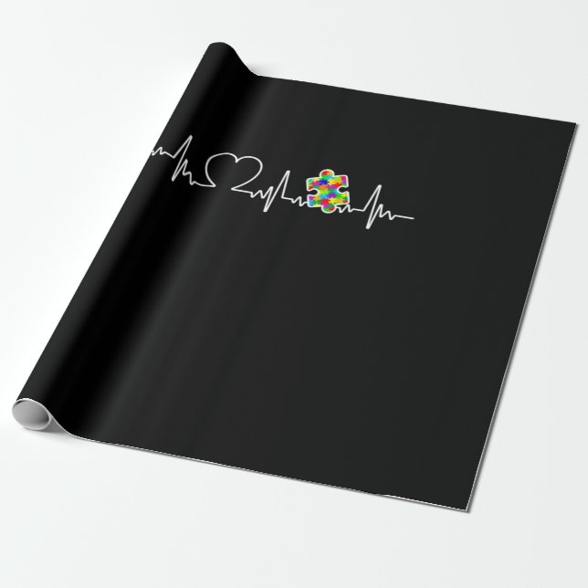 Heart Puzzle Biet Heartslag Coola Autism Awareness Presentpapper (Utrullad)