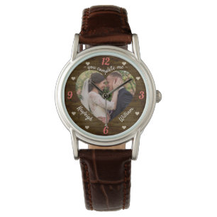 Heart Puzzle Bröllop Photo Rustic Du kompletterar Armbandsur